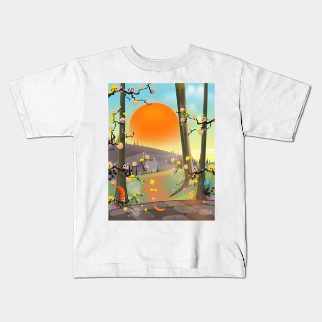 Cartoon Landscape Kids T-Shirt by nickemporium1